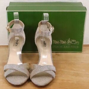Coach and Four CF Chris Gold Ankle Strap Heels Womens Size 8.5 Metallic Sandals